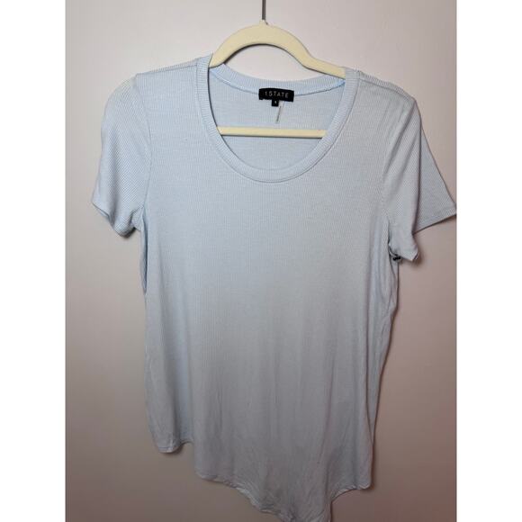 1 State light blue ribbed short sleeve tee size small NEW - Picture 1 of 7